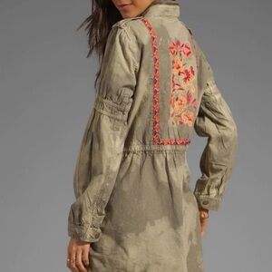 FREE PEOPLE MILITARY FLORAL JACKET